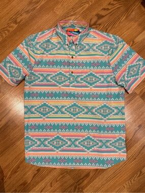 Chubbies Mens En Fuego Aztec Print Short Sleeve Polo Shirt Size XL Golf Stretch